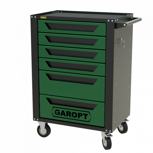Тележка инструментальная Garopt серия High 6 ящиков доводчики зеленая