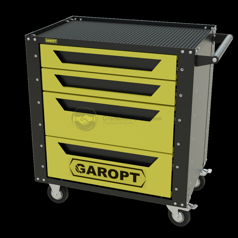 Тележка инструментальная Garopt серия Low-cost 4 ящика желтая